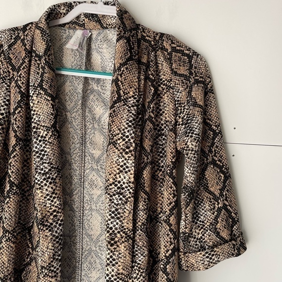 Women's Snakeskin Animal Print Blazer Jacket Open Front Lightweight, Sz L - Picture 7 of 9